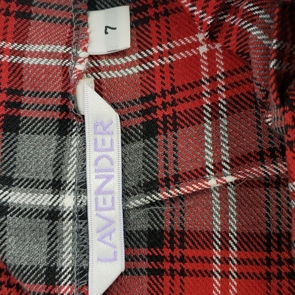 Y2K Plaid Pleated Mini Skirt with Belt 7 Red and Grey EUC Twee USA By Lavender - Picture 9 of 12